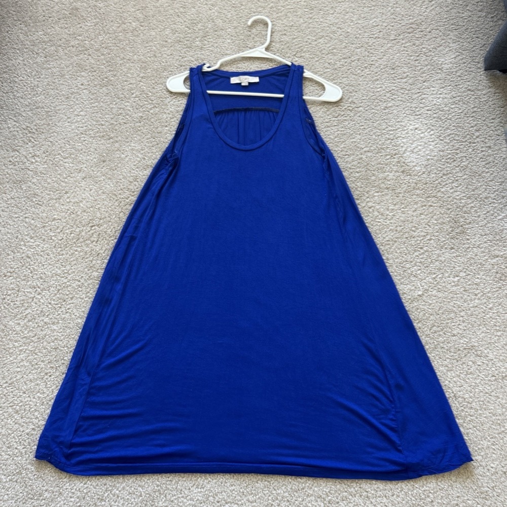 💙 Ann Taylor LOFT STUNNING ELECTRIC BLUE SWING TANK MINI DRESS 💙 Sz S - Picture 9 of 10